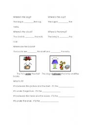 English worksheet: Furniture - living room and prepositions 2