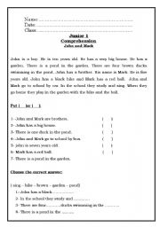 English Worksheet: Mark and John