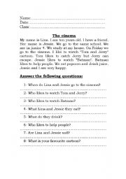 English Worksheet: The Cinema