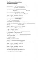 English worksheet: I Want to Spen My Lifetime Loving You