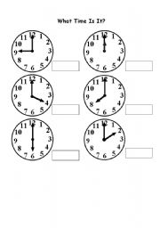 English worksheet: What Time Is It?