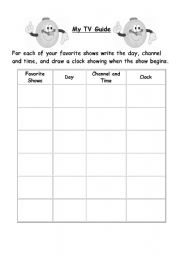 English Worksheet: My TV Guide 