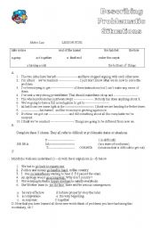English Worksheet: describing problematic situations
