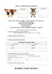 English Worksheet: Gizmo : a lovable pet or a monster ?