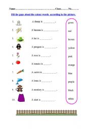 English Worksheet: colour