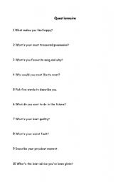 English Worksheet: ICEBREAKER QUESTIONS