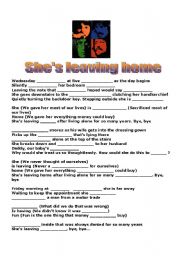 English Worksheet: Shes leaving home