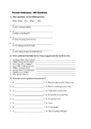 English Worksheet: wh questions