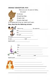 English Worksheet: animals description. Pets