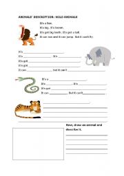 English Worksheet: Animals description: wild animals