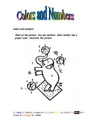 English Worksheet: Colors and Number