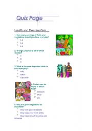 English Worksheet: health quiz