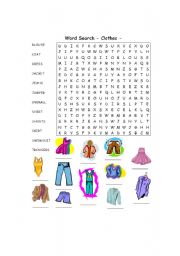 English Worksheet: Wordsearch - Clothes