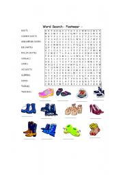 English Worksheet: Word search - Footwear