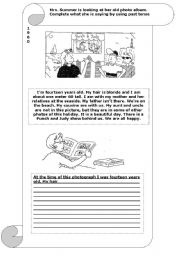 English Worksheet: Reading and Writing with Past Form of 