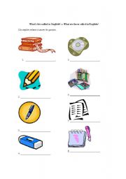 English Worksheet: School Supplies Worksheet