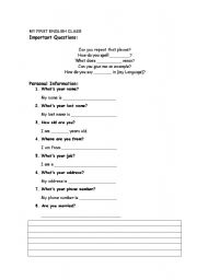 English Worksheet: First English Class