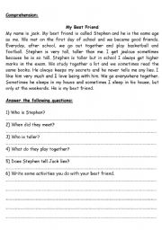 English Worksheet: My best friend