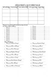 English worksheet: students can make their own schedule