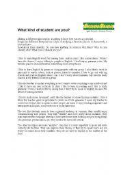 English Worksheet: what kind of student are you??