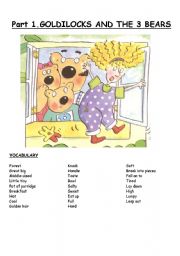 English Worksheet: Part 1. Goldilocks and the three bears