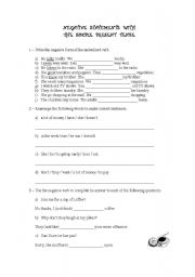 English Worksheet: NEGATIVE STATEMENTS WITH THE PRESENT SIMPLE TENSE.
