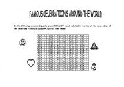 English Worksheet: FAMOUS CELEBRATIONS AROUND THE WORLD