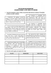 English Worksheet: PROBLEMS AND SOLUTIONS IN A NEIGHBORHOOD