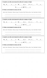 English worksheet: DAYS AND MONTHS