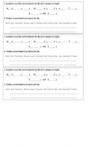 English Worksheet: DAYS AND MONTHS