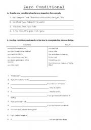 English Worksheet: zero conditional