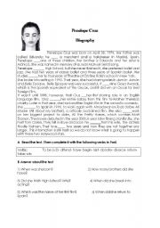 English Worksheet: Penelope Cruz