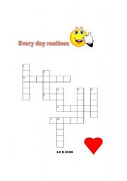 English Worksheet: Daily Routine Crossword