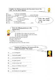 English Worksheet: Present simple&the simpsons