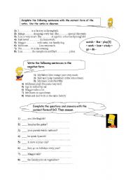 English Worksheet: Present simple&the simpsons