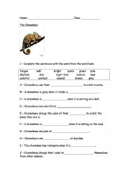 English Worksheet: The Chameleon