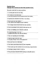 English Worksheet: passive voice