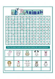 ANIMALS WORDSEARCH