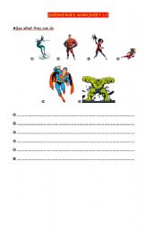 English Worksheet: CAN with superheroes