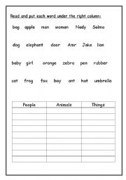 English worksheet: Nouns