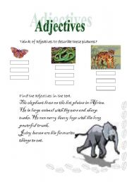 English worksheet: adjectives