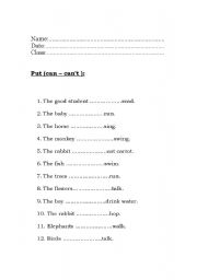 English worksheet: Can/Cant