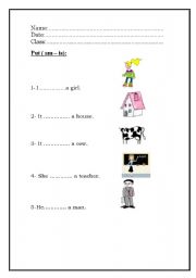 English worksheet: V. to be