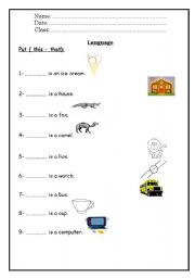 English Worksheet: This That