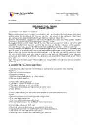 English Worksheet: ENTRY TEST 6TH GRADE