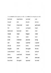 English worksheet: REGULAR AND IRREGULAR VERBS