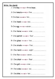 English Worksheet: Plural