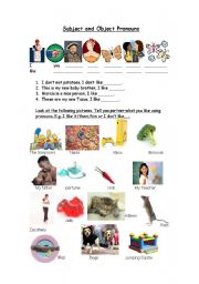 English Worksheet: Subject and object Pronouns, speaking focuss