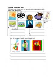 English Worksheet: Countable and uncountable