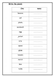 English worksheet: Plural